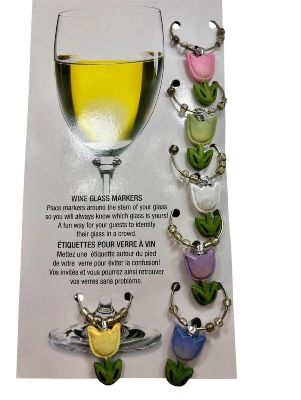 Set of 6 Tulip Wine Glass Charms